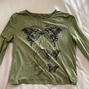 Green butterfly shirt